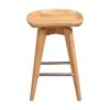 Esme 24 Inch Swivel Counter Stool with Contour Seat, Wood, Natural Brown