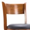 Pal 24 Inch Swivel Counter Stool, Solid Wood, Bonded Leather, Walnut Brown