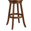 Pio 34 Inch Extra Tall Swivel Bar Stool, Wood, Faux Leather, Cherry Brown