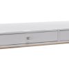 47 Inch Desk Console Table, 2 Drawers, Metal Frame, White, Gold