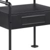 23 Inch Metal Nightstand Side Table, Tempered Glass, Industrial, Dark Gray