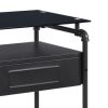 23 Inch Metal Nightstand Side Table, Tempered Glass, Industrial, Dark Gray
