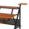 Gia 67 Inch Wood Music Desk Studio Station, Keyboard Tray Shelves, Walnut