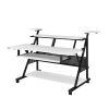 Gia 67 Inch Music Desk Workstation, Speaker Shelf, Keyboard Tray, White