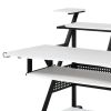 Gia 67 Inch Music Desk Workstation, Speaker Shelf, Keyboard Tray, White
