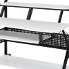 Gia 67 Inch Music Desk Workstation, Speaker Shelf, Keyboard Tray, White