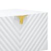 Tyra 79 Inch Modern TV Media Entertainment Center, 2 Doors, White, Gold