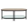 Ley 47 Inch Wood Coffee Table, Oblong, Industrial Design, Oak