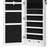 Max 47 Inch Wood Jewelry Cabinet, Mirrored Door, LED Lights, White