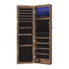 Max 47 Inch Wood Jewelry Cabinet, Door Mount, Mirror, LED Lights, Brown