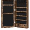 Max 47 Inch Wood Jewelry Cabinet, Door Mount, Mirror, LED Lights, Brown