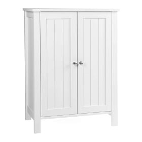 Deavan 31 Inch Wood Bathroom Storage Cabinet, 2 Doors, Plank Style, White