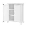 Deavan 31 Inch Wood Bathroom Storage Cabinet, 2 Doors, Plank Style, White