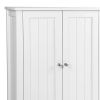 Deavan 31 Inch Wood Bathroom Storage Cabinet, 2 Doors, Plank Style, White