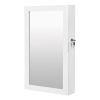 26 Inch Wall Mountable Jewelry Cabinet, Mirror Panel, White
