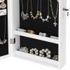 26 Inch Wall Mountable Jewelry Cabinet, Mirror Panel, White