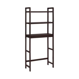 Glenn 64 Inch 3 Tier Bathroom Organizer, Bamboo, Adjustable Shelves, Brown