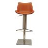 Cid 21-31 Inch Adjustable Counter Bar Stool, Vegan Leather, Swivel, Orange