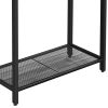 24 Inch Industrial End Table, Wood, Metal Frame, Mesh Shelf, Brown, Black