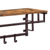 31 Inch Wall Mount Coat Rack, Wood, Metal, 1 Rod, 5 Hooks, Brown, Black