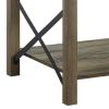 Eli 47 Inch Wood Coffee Table, Metal Brackets, Cross Bars, Rustic Oak Brown