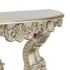 Esen 67 Inch Crescent Sofa Table Sideboard Console, Carvings, Antique Gold