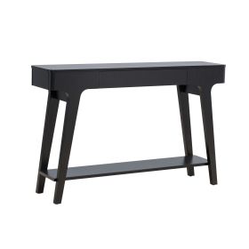 Lue 47 Inch Wood Console Sofa Table, 1 Drawer, Bottom Shelf, Black