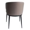 Cid 23 Inch Dining Armchair, Curved Padded Back, Vegan Faux Leather, Beige