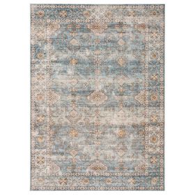 Mia 10 x 8 Large Soft Fabric Floor Area Rug, Washable, Vintage Two Tone Border Design