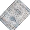 Nyx 10 x 8 Large Soft Fabric Floor Area Rug, Vintage Blue Border Design