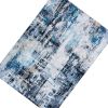 Rue 7 x 5 Medium Soft Fabric Floor Area Rug, Washable, Abstract Blue and White Design