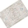 Tyra 7 x 5 Medium Soft Fabric Floor Area Rug, Washable, Medallion Pattern, Cream Blue