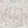 Tyra 7 x 5 Medium Soft Fabric Floor Area Rug, Washable, Medallion Pattern, Cream Blue