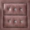 Rex 17 Inch Modern Upholstered Nightstand, 2 Drawer, Crystal Handles, Pink