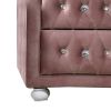 Rex 17 Inch Modern Upholstered Nightstand, 2 Drawer, Crystal Handles, Pink