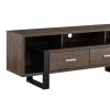 Zale 60 Inch Wood TV Media Entertainment Console, Sled Base, Brown