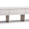 60 Inch Modern TV Media Entertainment Console, 3 Drawers, Wood, White, Oak