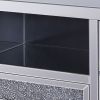Noe 59 Inch Wood TV Entertainment Media Console, Faux Diamond Inlay, Silver