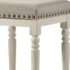 24 Inch Counter Height Stool, Luxe Nailhead Trim, Set of 2, Antique White