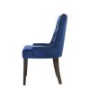 Esme 24 Inch Solid Wood Dining Chair, Velvet, Tufted, Set of 2, Dark Blue