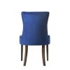 Esme 24 Inch Solid Wood Dining Chair, Velvet, Tufted, Set of 2, Dark Blue
