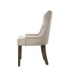 Esme 24 Inch Solid Wood Dining Chair, Fabric, Tufted, Set of 2, Beige
