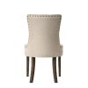 Esme 24 Inch Solid Wood Dining Chair, Fabric, Tufted, Set of 2, Beige