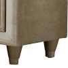 Matt 30 Inch Modern Nightstand, 3 Drawers, Velvet Tufted, Ivory Light Brown