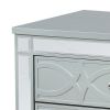 Gina 29 Inch Modern Glam Nightstand, Round Crystal Knobs, USB Ports, Silver