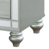 Gina 29 Inch Modern Glam Nightstand, Round Crystal Knobs, USB Ports, Silver
