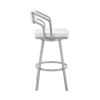 Lyla 26 Inch Counter Height Stool, Swivel, Faux Leather, White, Silver