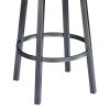 Eva 26 Inch Swivel Counter Stool, Vegan Leather, Curved Back, Washed Brown