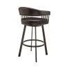 Oliver 26 Inch Modern Counter Stool, Vegan Faux Leather, Swivel, Dark Brown