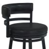Eva 26 Inch Swivel Counter Stool Chair, Vegan Leather, Curved Back, Black